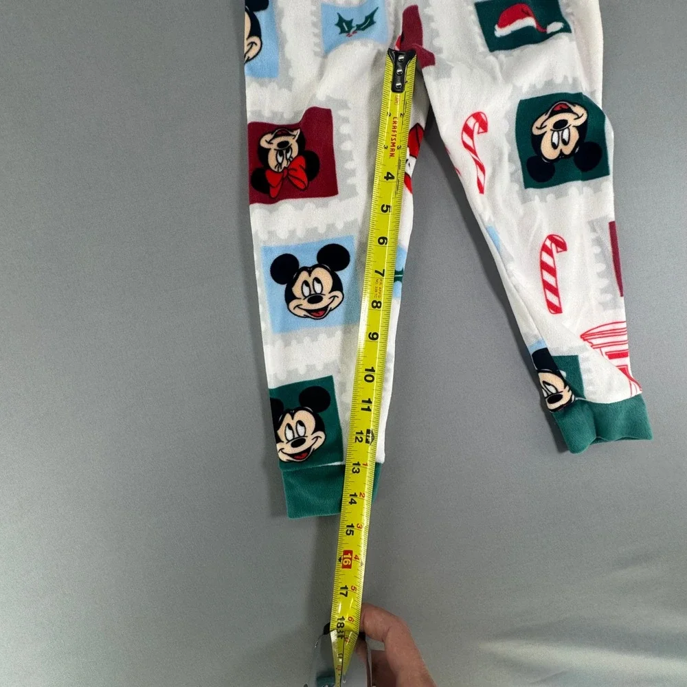 Disney Mickey Minnie Mouse Holiday Pajama Set Kids 4T White Green Christmas